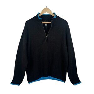 Red Maple Sportswear Sweater Mens M Black 100% Baby Alpaca 1/4 Zip Pullover